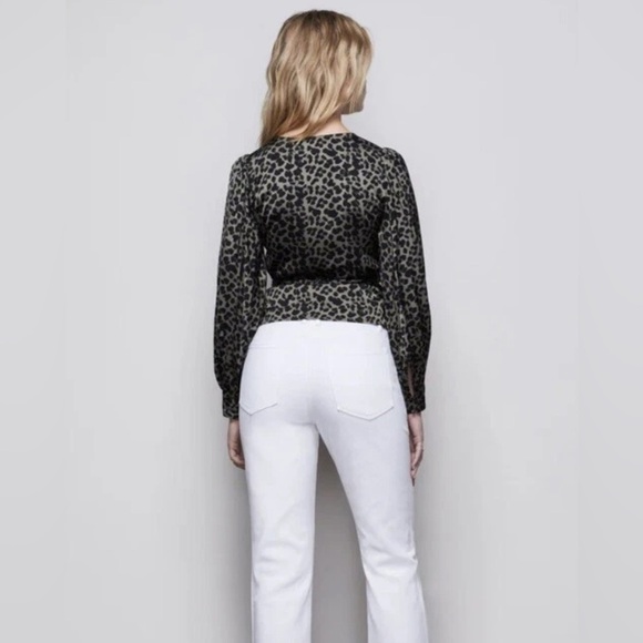 Good American Leopard Long Sleeve Wrap Top Size 2 - Picture 2 of 8